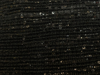 Sequin Stretch Pleated Mesh - Jet Black
