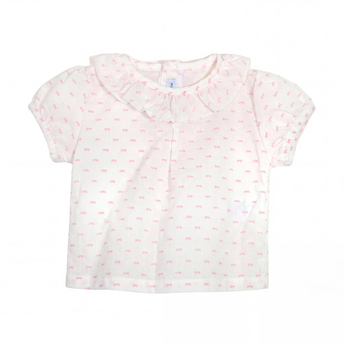 Short Sleeve Plumeti White and Light Pink Body — AGÜ Baby Spanish baby clothes