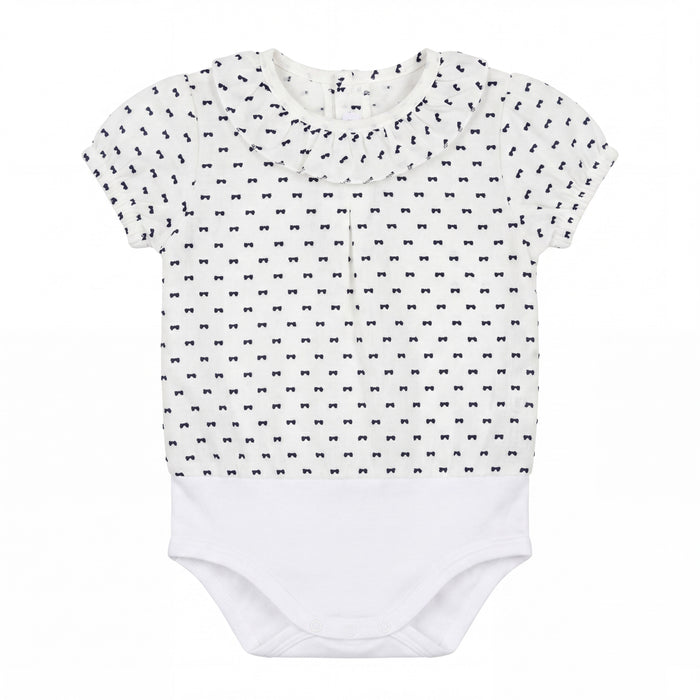 Short Sleeve Plumeti White and Navy Blue Body — AGÜ Baby Spanish baby clothes