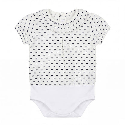 Short Sleeve Plumeti White and Navy Blue Body — AGÜ Baby Spanish baby clothes