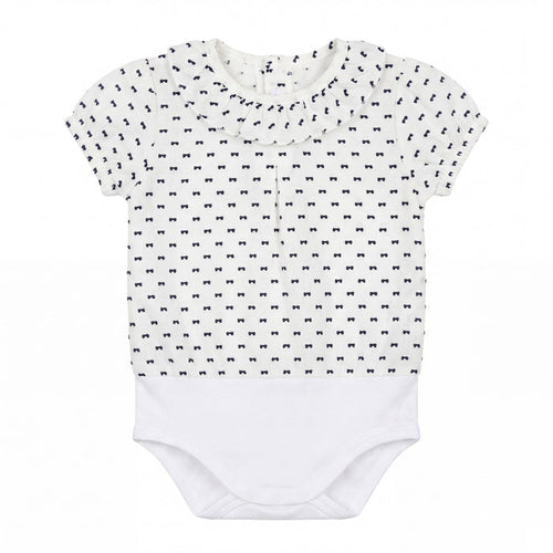 Short Sleeve Plumeti White and Navy Blue Body — AGÜ Baby Spanish baby clothes