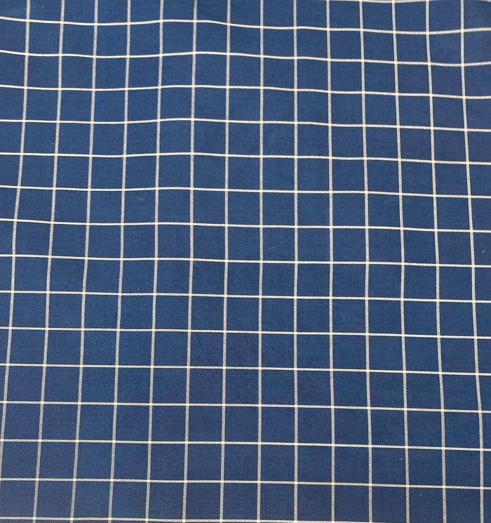 Silk Shirting - Thin White Stripe & Blue