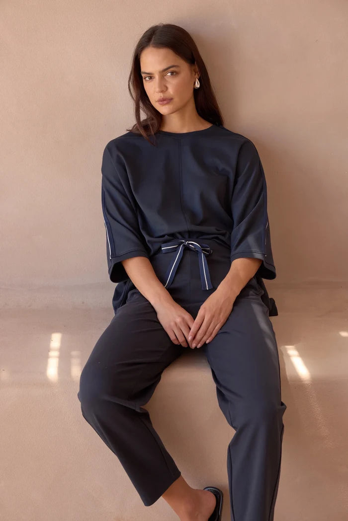 Tirelli - Oversized 3/4 Stripe Sleeve Tee