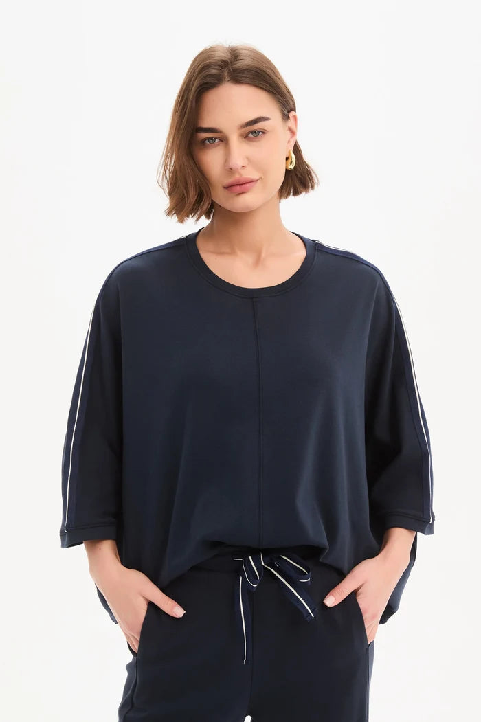 Tirelli - Oversized 3/4 Stripe Sleeve Tee