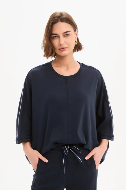 Tirelli - Oversized 3/4 Stripe Sleeve Tee