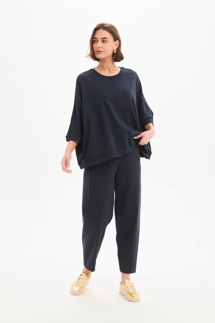 Tirelli - Oversized 3/4 Stripe Sleeve Tee
