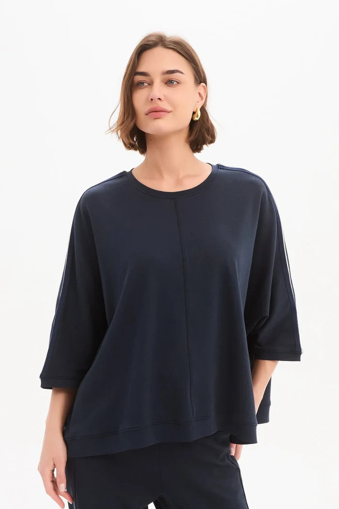 Tirelli - Oversized 3/4 Stripe Sleeve Tee