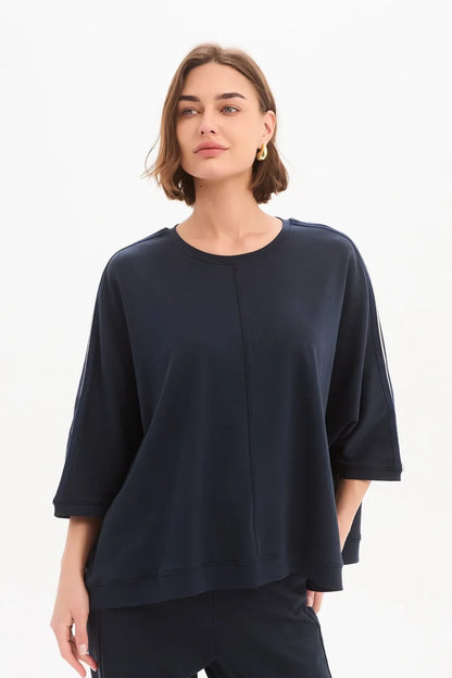 Tirelli - Oversized 3/4 Stripe Sleeve Tee