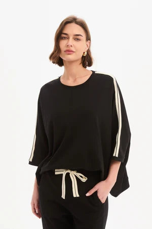 Tirelli - Oversized 3/4 Stripe Sleeve Tee