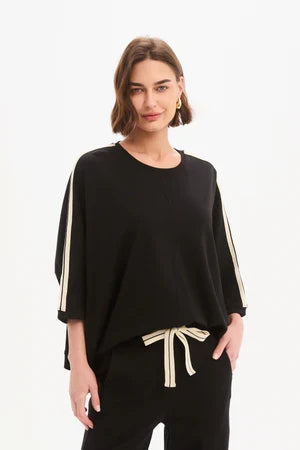 Tirelli - Oversized 3/4 Stripe Sleeve Tee