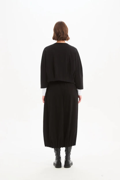 Tirelli - Pleat Hem Crop Cardigan - Black