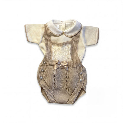 Unisex Beige & Camel Shirt and Romper