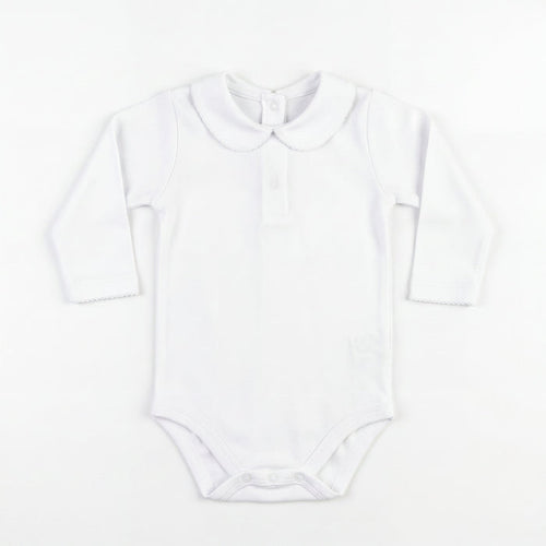 White Body Long Sleeve with Baby Collar — AGÜ Baby Spanish baby clothes