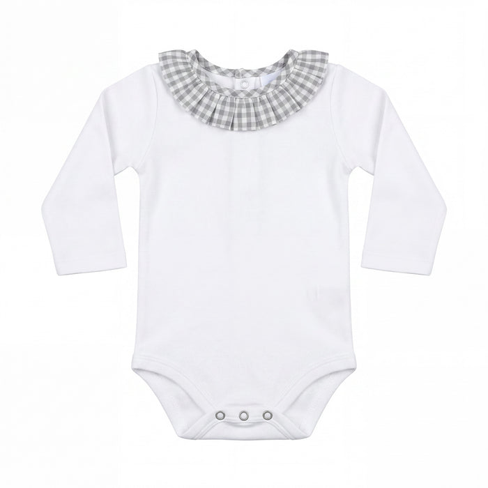 White Body Long Sleeve with Grey Collar — AGÜ Baby Spanish baby clothes