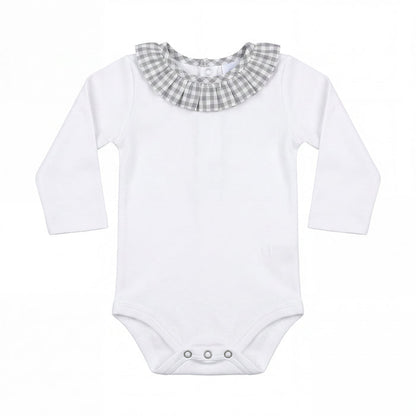 White Body Long Sleeve with Grey Collar — AGÜ Baby Spanish baby clothes