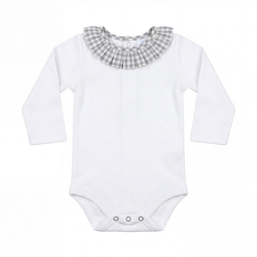 White Body Long Sleeve with Grey Collar — AGÜ Baby Spanish baby clothes