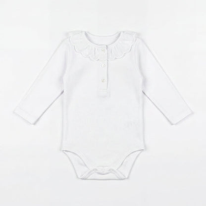 White Body with Grey Dots Collar — view 3 — handcrafted in Spain — AGÜ Baby