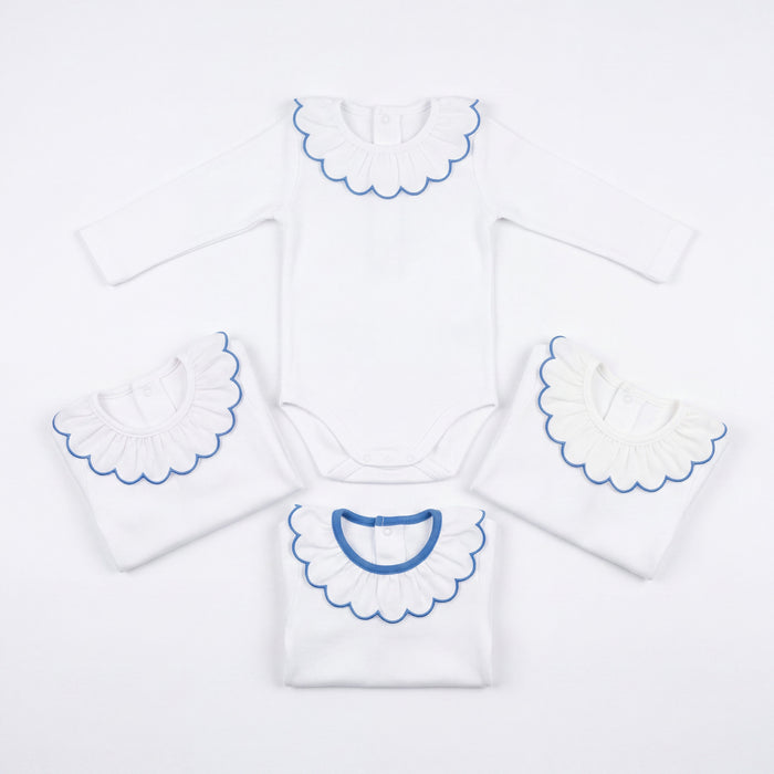 White Body with Grey Dots Collar — view 4 — handcrafted in Spain — AGÜ Baby