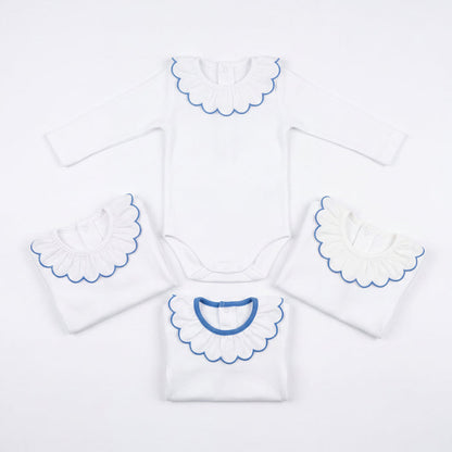 White Body with Grey Dots Collar — view 4 — handcrafted in Spain — AGÜ Baby
