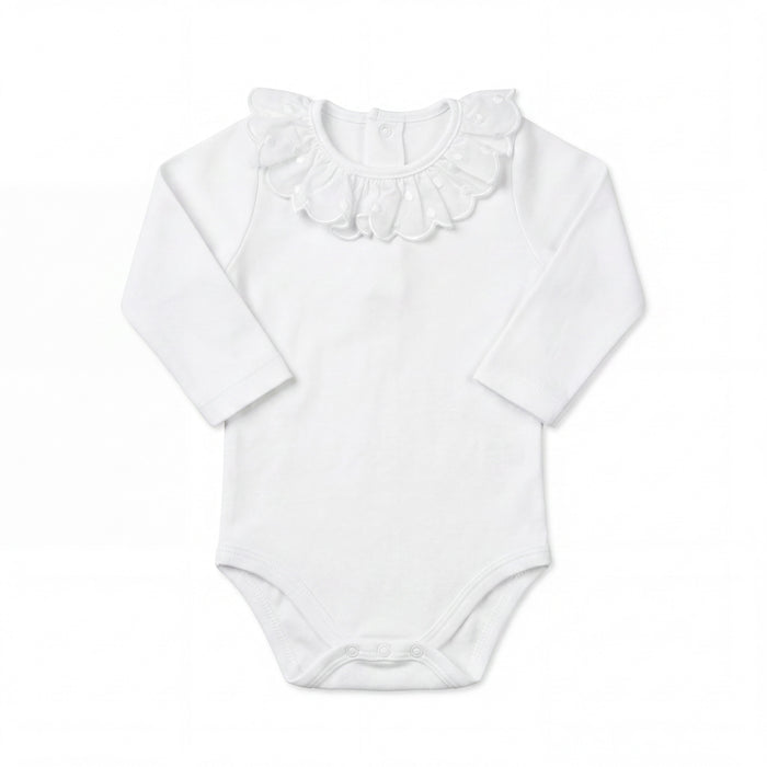 White Body with Light Blue Dots Collar — AGÜ Baby Spanish baby clothes