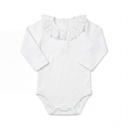 White Body with Light Blue Dots Collar — AGÜ Baby Spanish baby clothes