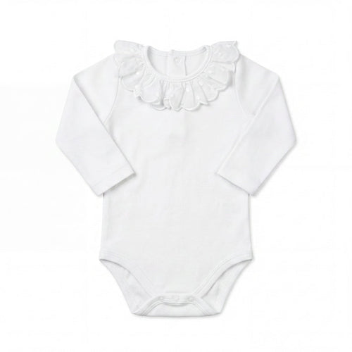 White Body with Light Blue Dots Collar — AGÜ Baby Spanish baby clothes