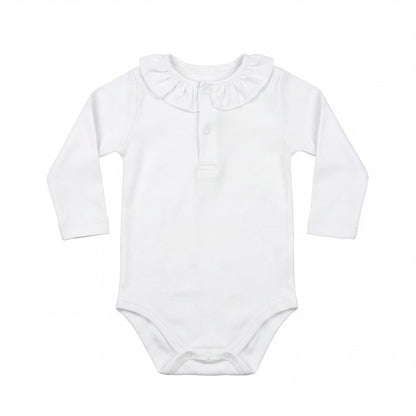 White Body with Light Blue Dots Collar — view 3 — handcrafted in Spain — AGÜ Baby