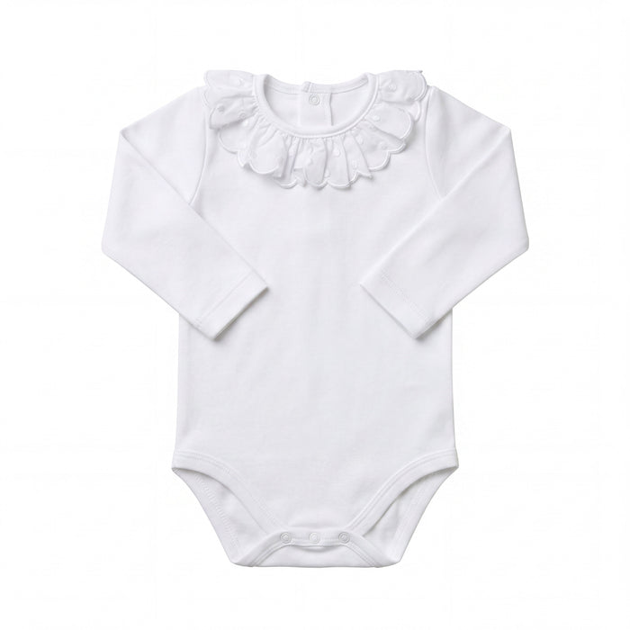 White Body with Light Pink Dots Collar — AGÜ Baby Spanish baby clothes