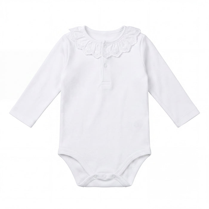 White Body with Light Pink Dots Collar — view 3 — handcrafted in Spain — AGÜ Baby