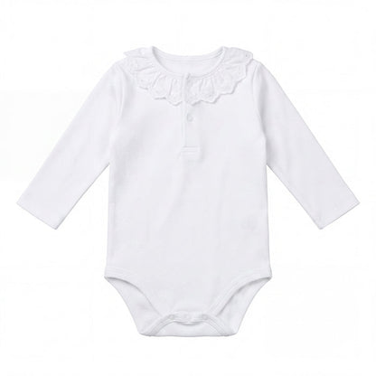 White Body with Light Pink Dots Collar — view 3 — handcrafted in Spain — AGÜ Baby