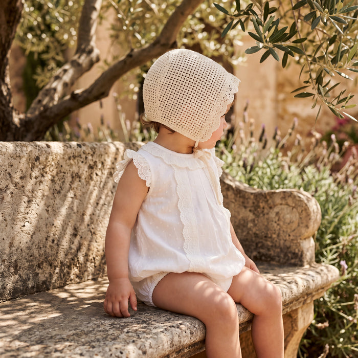 White Lace Plumeti Romper