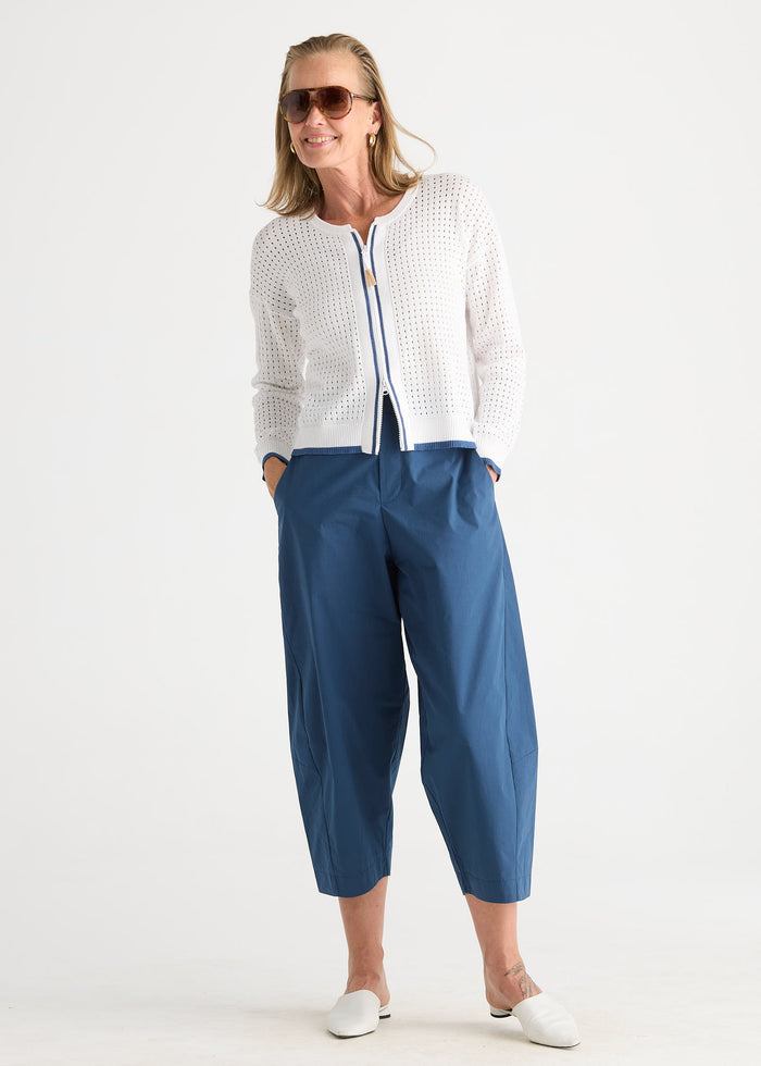 Zaket & Plover - Pointelle Zip Cardi - White