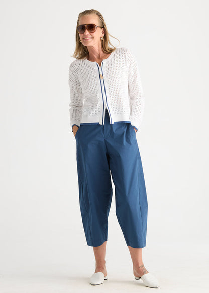 Zaket & Plover - Pointelle Zip Cardi - White