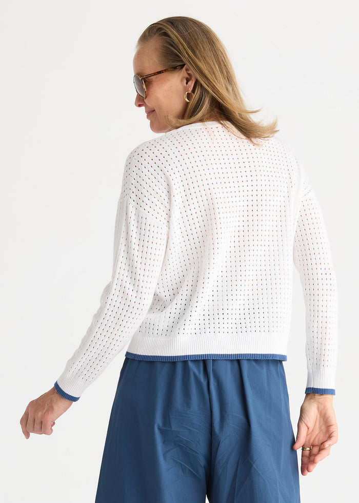 Zaket & Plover - Pointelle Zip Cardi - White