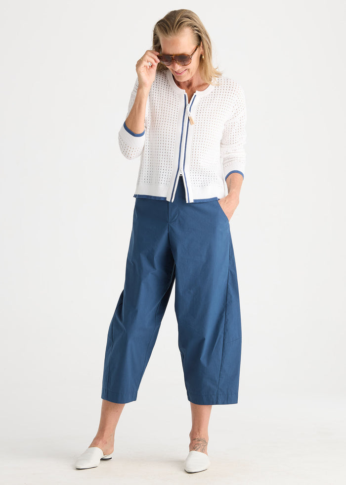 Zaket & Plover - Pointelle Zip Cardi - White